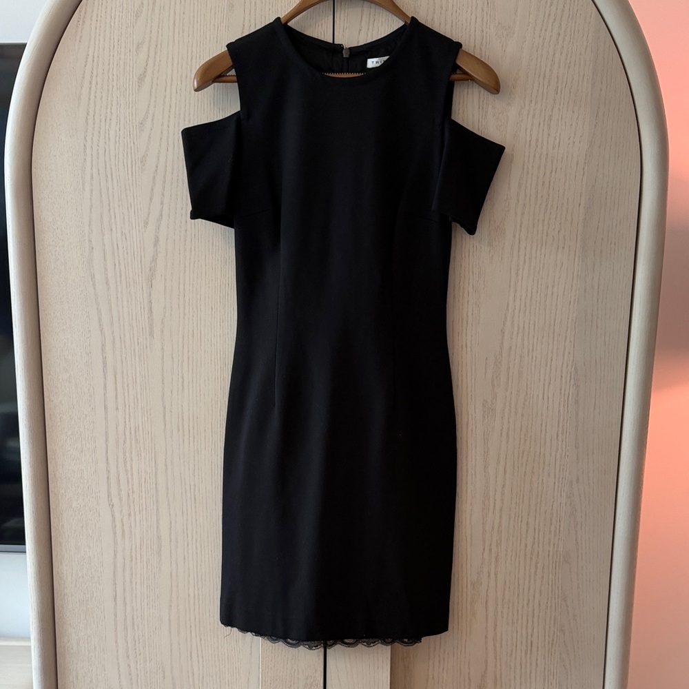 Trina Turk Elegant Black Cold Shoulder Mini Dress